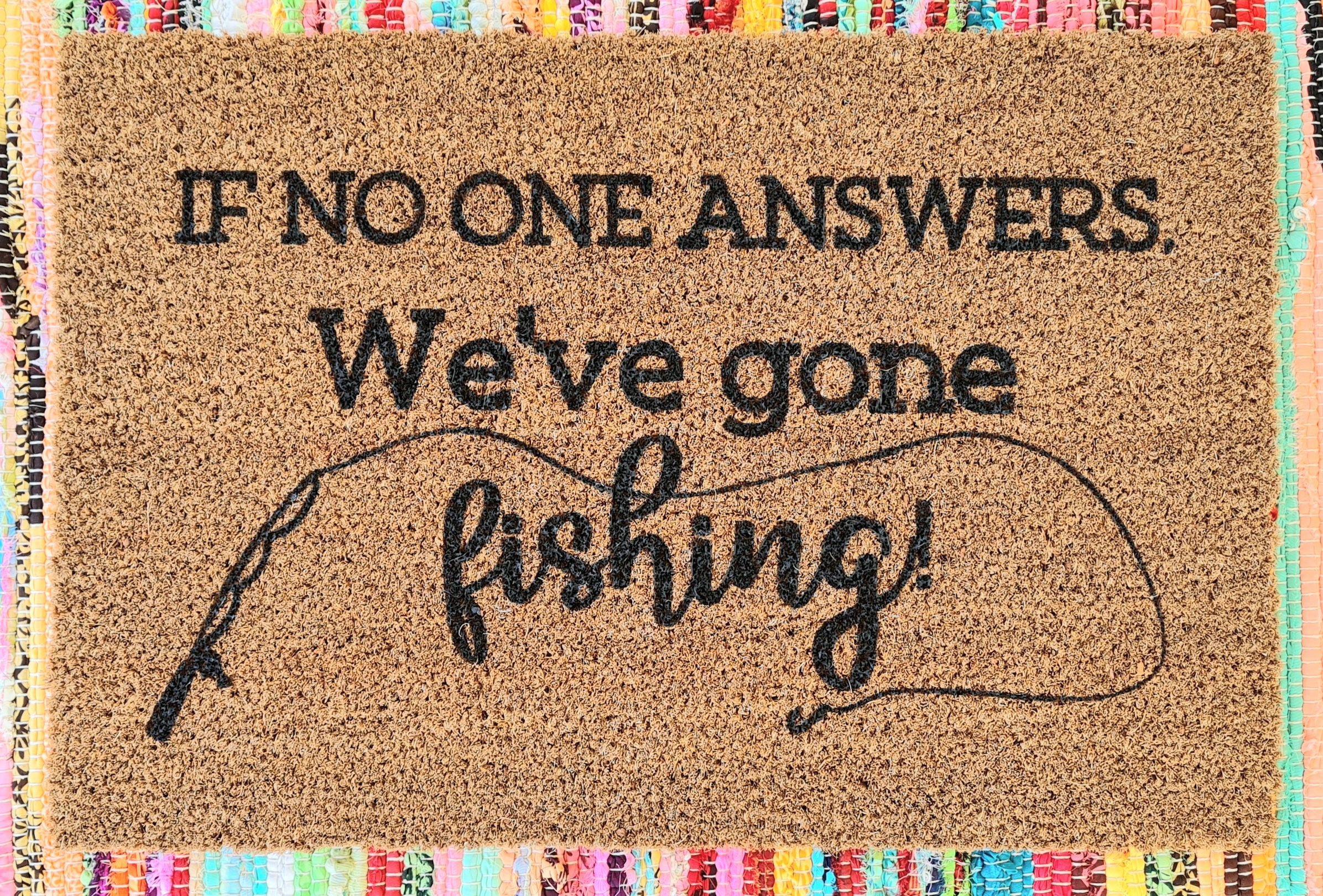 Gone Fishing Handpainted Door Mat