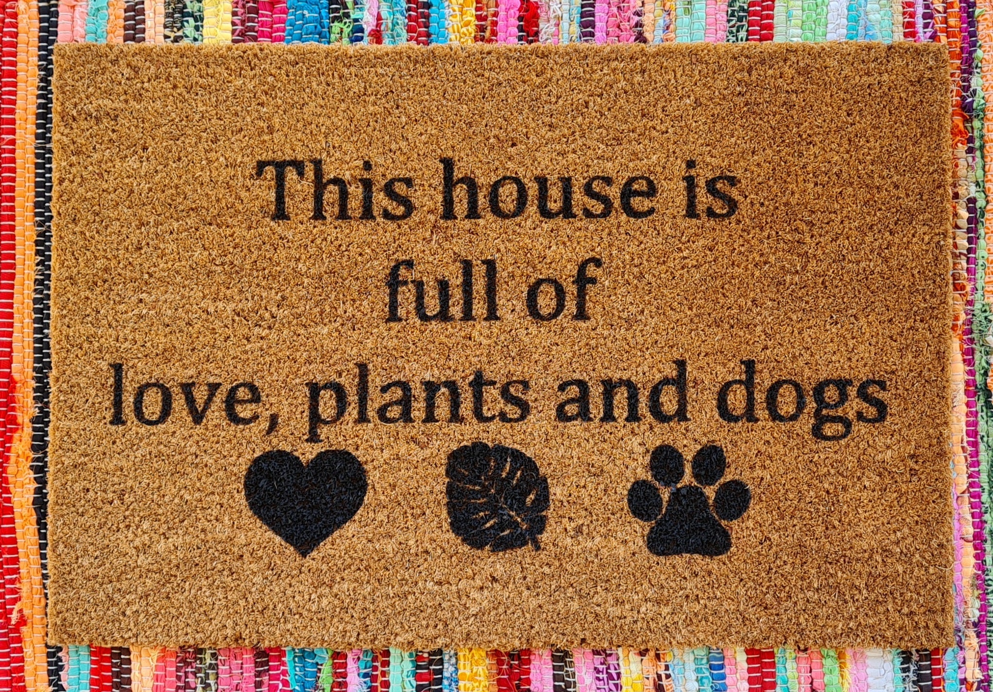 Full of Love Plants & Dogs Handpainted Door Mat