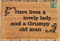 Lovely Lady Grumpy Old Man Handpainted Door Mat